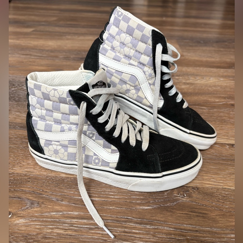 VANS Sk8-Hi ‘Floral Check’ Women’s High Top Sneakers Size 7 Excellent Condition